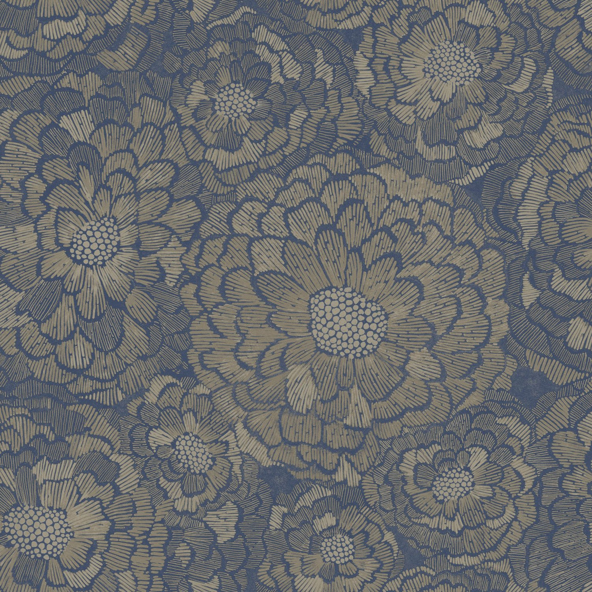 Zen Dahlia Blue Peel & Stick Wallpaper with Modern Botanical Floral Pattern - York RMK12110WP