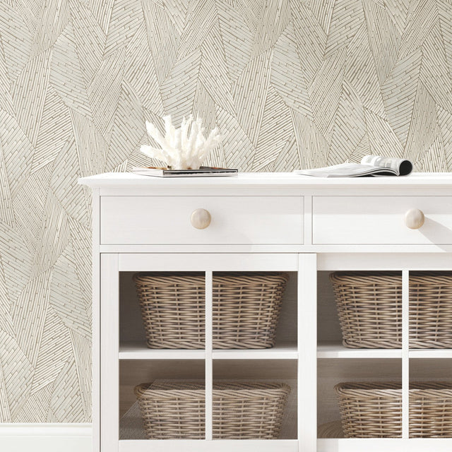 Woven Reed Stitch Brown Peel & Stick Wallpaper with Pearl Effect - RoomMates RMK12111WP