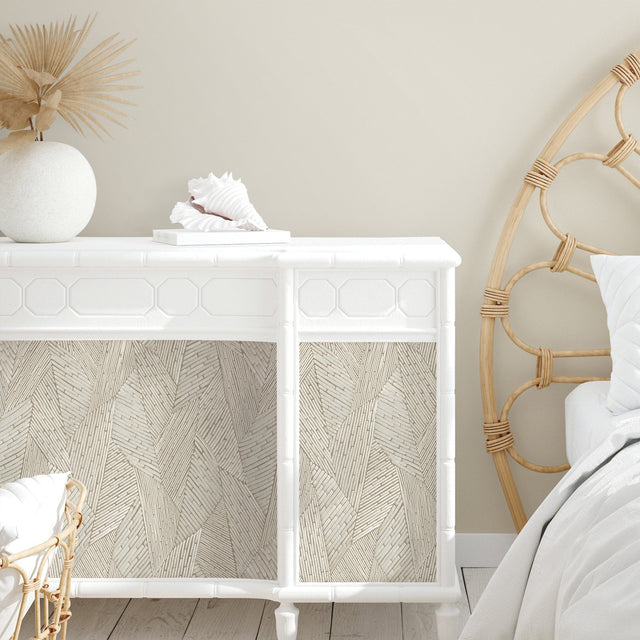 Woven Reed Stitch Brown Peel & Stick Wallpaper with Pearl Effect - RoomMates RMK12111WP
