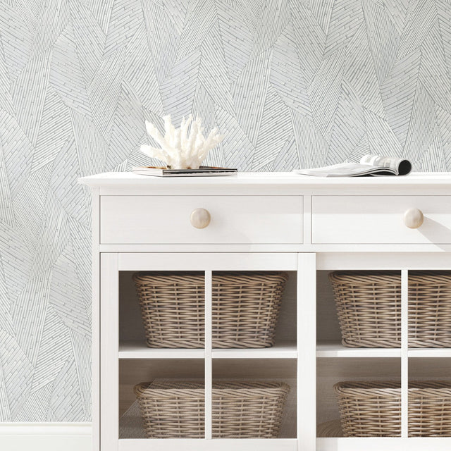 Woven Reed Stitch Grey Peel & Stick Wallpaper