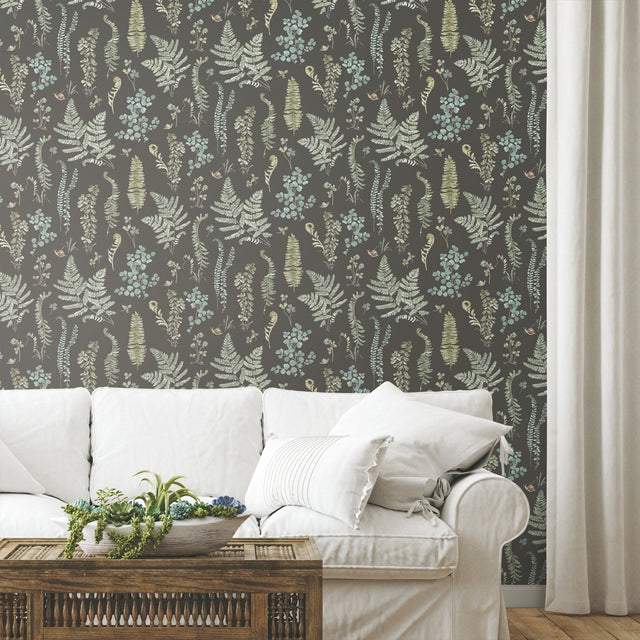 Fern Study Green Peel & Stick Wallpaper with Botanical Leaves Motif - York RMK12115RL