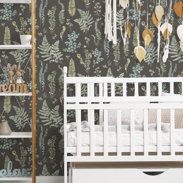 Fern Study Green Peel & Stick Wallpaper with Botanical Leaves Motif - York RMK12115RL