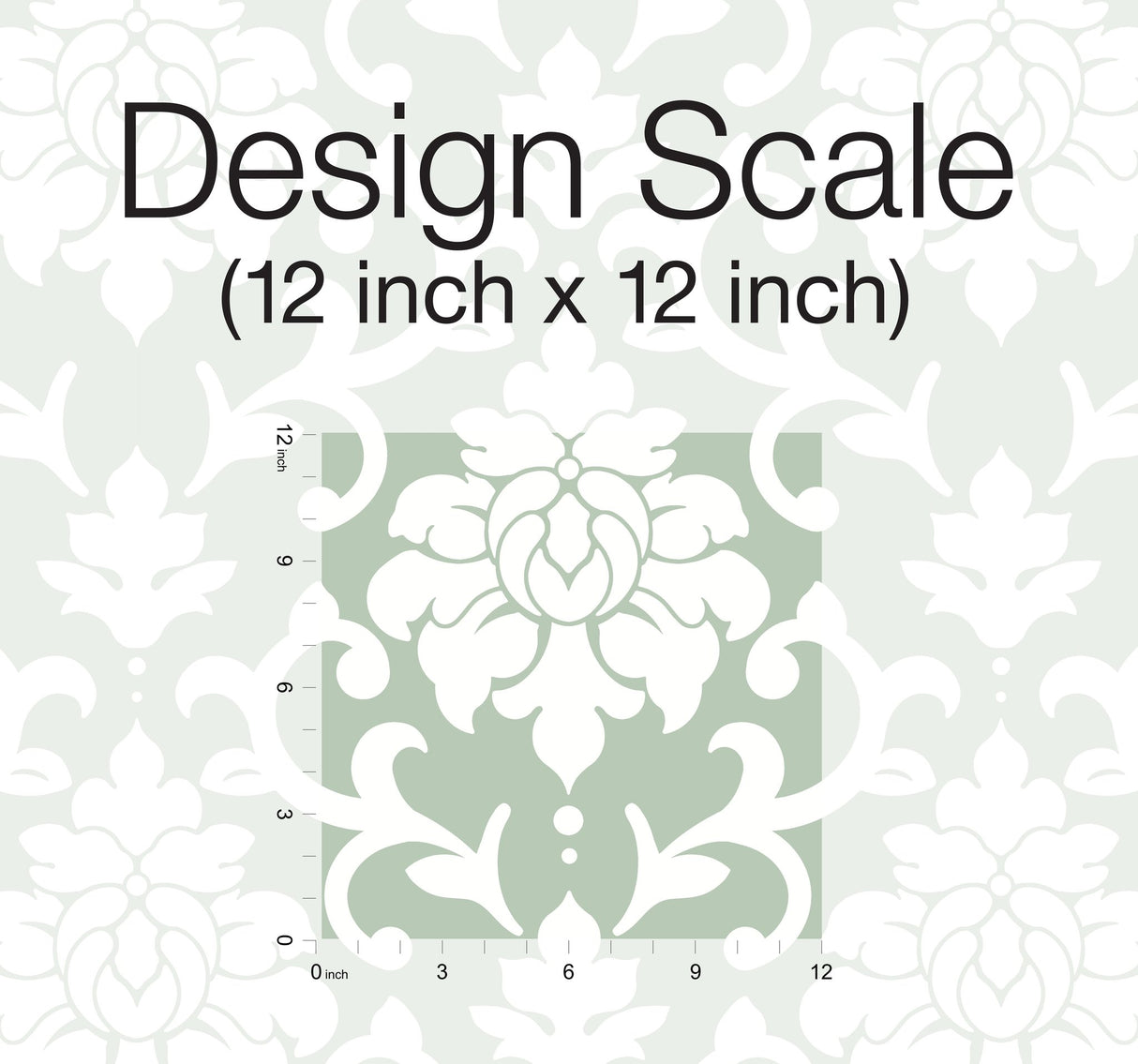 Damask Green Peel & Stick Wallpaper with Traditional Damask Pattern - York RMK12116WP