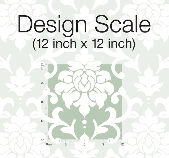 Damask Green Peel & Stick Wallpaper with Traditional Damask Pattern - York RMK12116WP