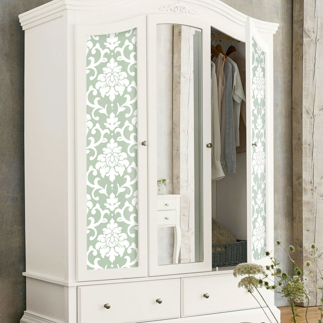 Damask Green Peel & Stick Wallpaper with Traditional Damask Pattern - York RMK12116WP