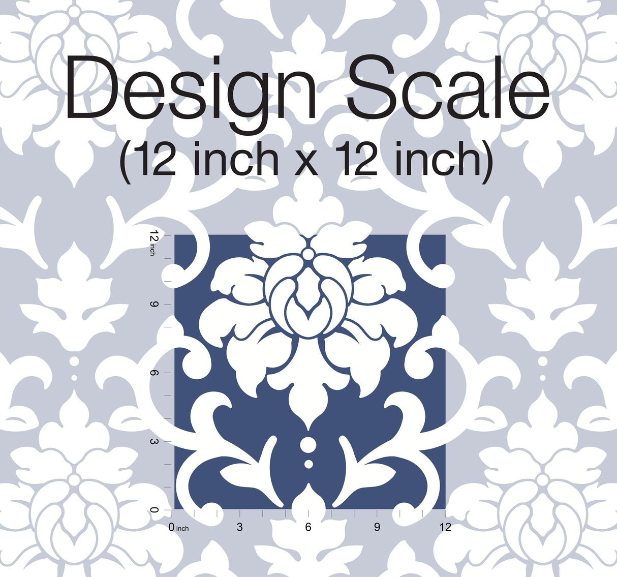 Damask Blue Peel & Stick Wallpaper with Traditional Damask Pattern - York RMK12119WP