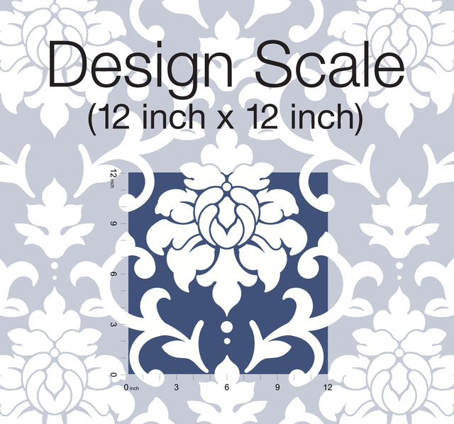 Damask Blue Peel & Stick Wallpaper with Traditional Damask Pattern - York RMK12119WP