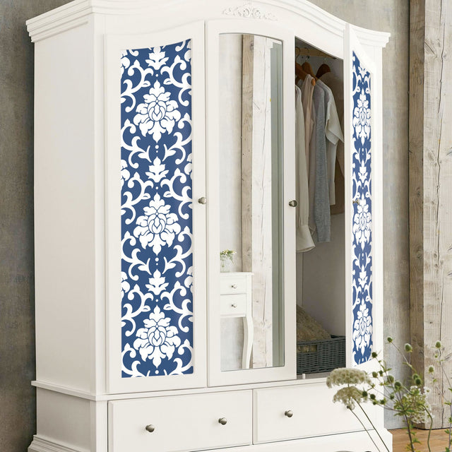 Damask Blue Peel & Stick Wallpaper with Traditional Damask Pattern - York RMK12119WP
