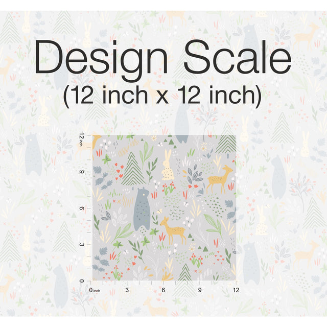 Spring Forest Pals Grey Peel & Stick Wallpaper with Woodland Animals Pattern - York RMK12120RL