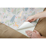 Spring Forest Pals Grey Peel & Stick Wallpaper with Woodland Animals Pattern - York RMK12120RL