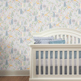 Spring Forest Pals Grey Peel & Stick Wallpaper with Woodland Animals Pattern - York RMK12120RL