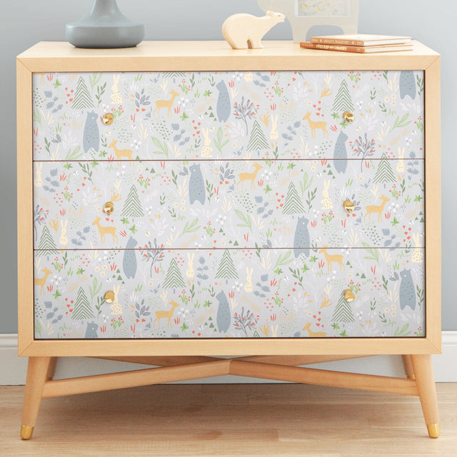 Spring Forest Pals Grey Peel & Stick Wallpaper with Woodland Animals Pattern - York RMK12120RL