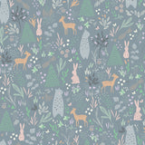 Spring Forest Pals Grey Peel & Stick Wallpaper with Woodland Animals Pattern - York RMK12121RL
