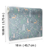 Spring Forest Pals Grey Peel & Stick Wallpaper with Woodland Animals Pattern - York RMK12121RL