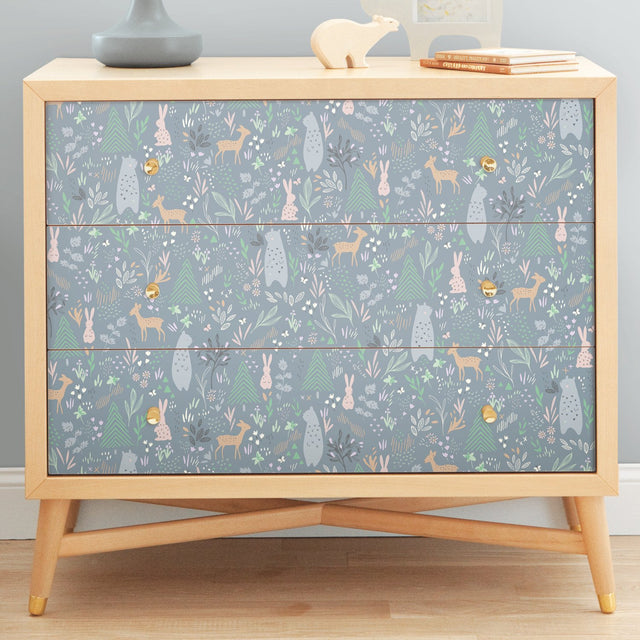 Spring Forest Pals Grey Peel & Stick Wallpaper with Woodland Animals Pattern - York RMK12121RL