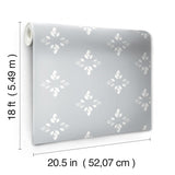 Rose Lindo Pressed Petals Taupe Peel & Stick Wallpaper with Floral Diamond Motif - York RMK12144WP