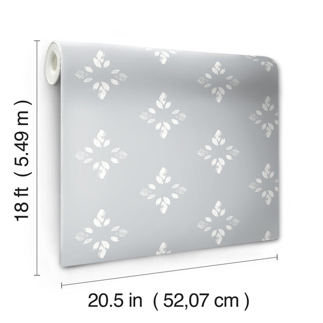 Rose Lindo Pressed Petals Taupe Peel & Stick Wallpaper with Floral Diamond Motif - York RMK12144WP