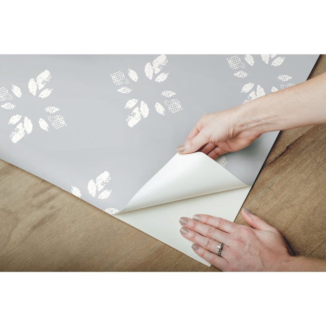 Rose Lindo Pressed Petals Taupe Peel & Stick Wallpaper with Floral Diamond Motif - York RMK12144WP