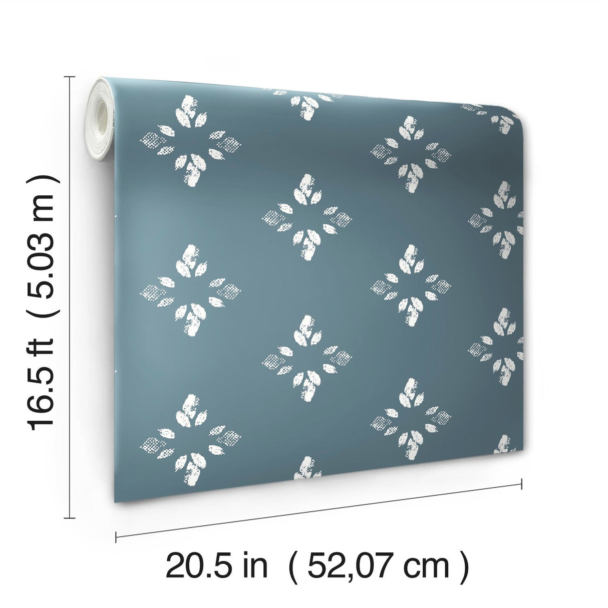 Pressed Petals Denim Peel & Stick Wallpaper with Floral Diamond Motif - York RMK12146WP