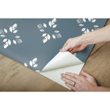 Pressed Petals Denim Peel & Stick Wallpaper with Floral Diamond Motif - York RMK12146WP