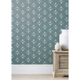 Pressed Petals Denim Peel & Stick Wallpaper with Floral Diamond Motif - York RMK12146WP