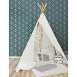 Pressed Petals Denim Peel & Stick Wallpaper with Floral Diamond Motif - York RMK12146WP
