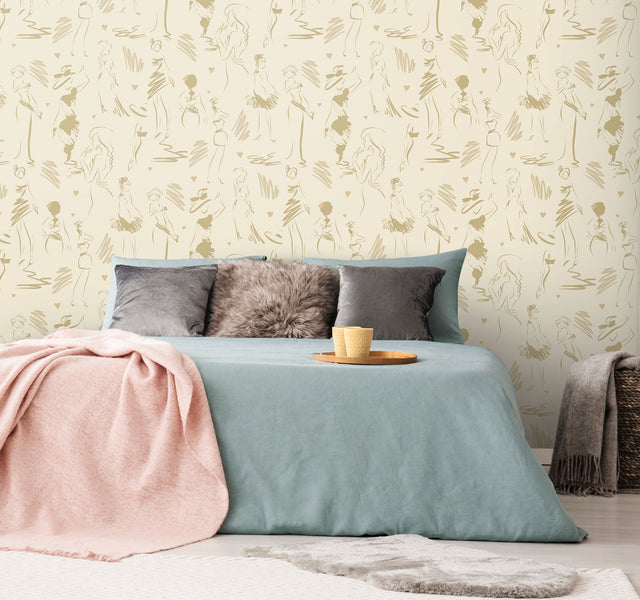 Glamour Beige Peel & Stick Wallpaper