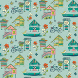 Caribbean Blue Peel & Stick Wallpaper with Whimsical Botanical Flowers Pattern - York RMK12154RL