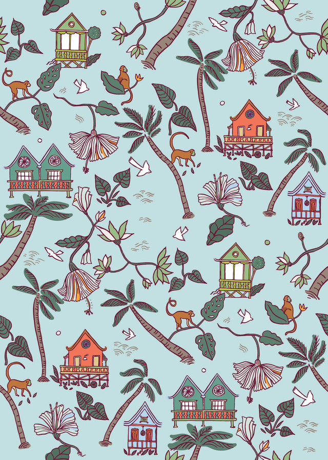 Calypso Jungle Blue Peel & Stick Wallpaper