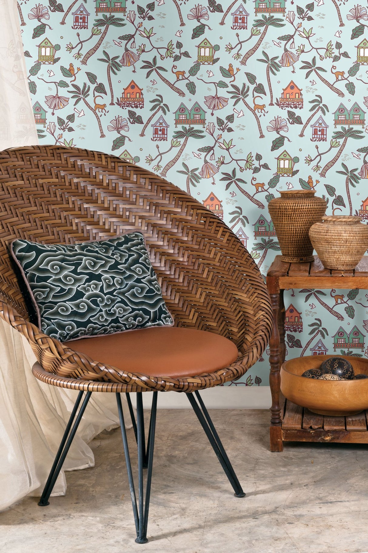 Calypso Jungle Blue Peel & Stick Wallpaper