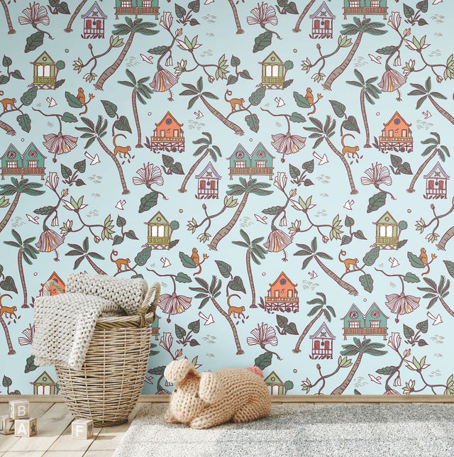Calypso Jungle Blue Peel & Stick Wallpaper
