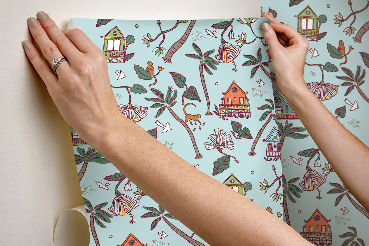 Calypso Jungle Blue Peel & Stick Wallpaper
