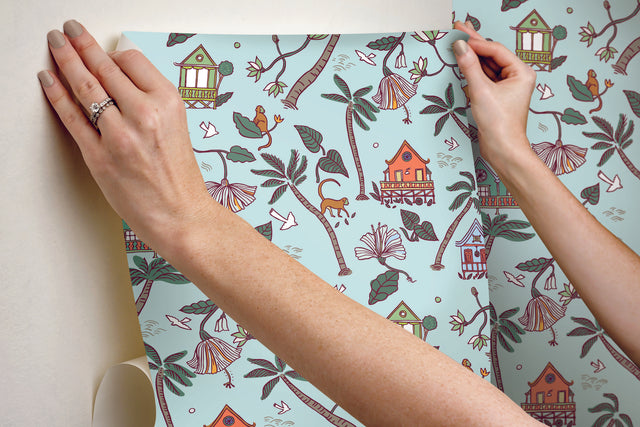 Calypso Jungle Blue Peel & Stick Wallpaper
