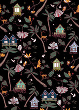 Calypso Jungle Black Peel & Stick Wallpaper with Whimsical Botanical Flowers Pattern - York RMK12156RL