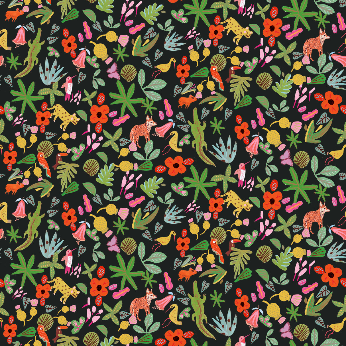 Selva Green Peel & Stick Wallpaper with Whimsical Botanical Flowers Pattern - York RMK12157RL