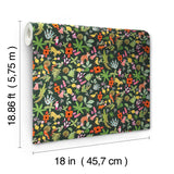 Selva Green Peel & Stick Wallpaper with Whimsical Botanical Flowers Pattern - York RMK12157RL