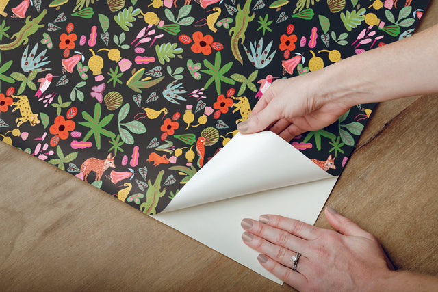 Selva Green Peel & Stick Wallpaper with Whimsical Botanical Flowers Pattern - York RMK12157RL
