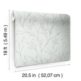 Tree Branches Blue Peel & Stick Wallpaper with Whimsical Botanical Trees Pattern - York RMK12161WP