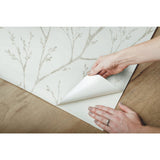 Tree Branches Blue Peel & Stick Wallpaper with Whimsical Botanical Trees Pattern - York RMK12161WP