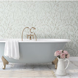 Tree Branches Blue Peel & Stick Wallpaper with Whimsical Botanical Trees Pattern - York RMK12161WP
