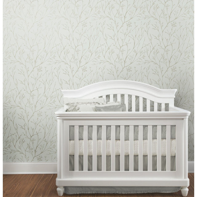 Tree Branches Blue Peel & Stick Wallpaper with Whimsical Botanical Trees Pattern - York RMK12161WP