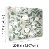 Kensington Garden Beige Peel & Stick Wallpaper with Whimsical Botanical Floral Pattern - York RMK12164PLW