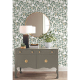 Kensington Garden Beige Peel & Stick Wallpaper with Whimsical Botanical Floral Pattern - York RMK12164PLW