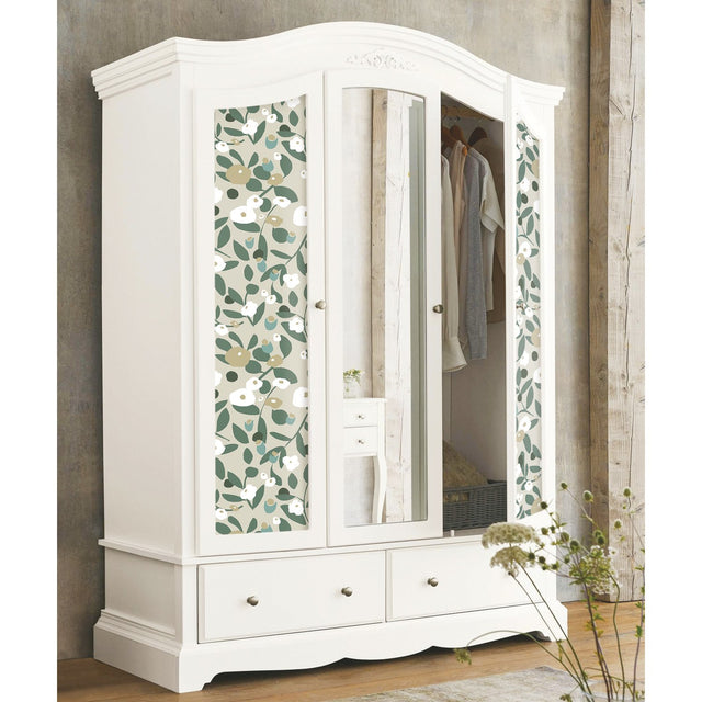 Kensington Garden Beige Peel & Stick Wallpaper with Whimsical Botanical Floral Pattern - York RMK12164PLW