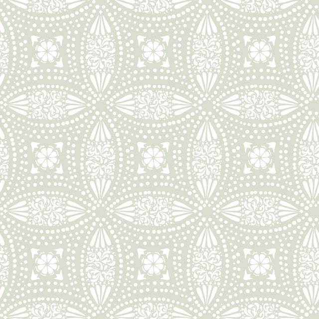 Overlapping Medallions Green Peel & Stick Wallpaper with Whimsical Abstract Medallion Pattern - York RMK12171WP
