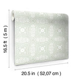 Overlapping Medallions Green Peel & Stick Wallpaper with Whimsical Abstract Medallion Pattern - York RMK12171WP