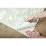 Overlapping Medallions Green Peel & Stick Wallpaper with Whimsical Abstract Medallion Pattern - York RMK12171WP