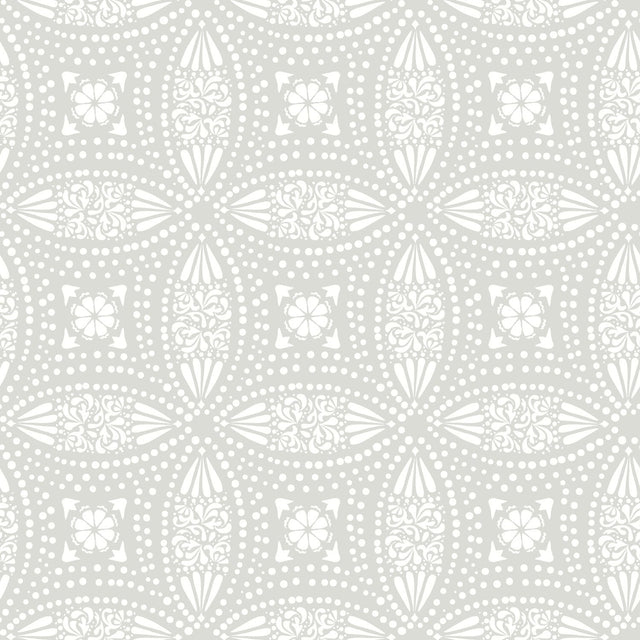 Overlapping Medallions Grey Peel & Stick Wallpaper with Whimsical Abstract Medallions - York RMK12172WP