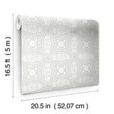 Overlapping Medallions Grey Peel & Stick Wallpaper with Whimsical Abstract Medallions - York RMK12172WP