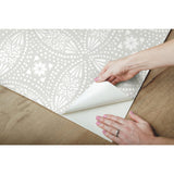 Overlapping Medallions Grey Peel & Stick Wallpaper with Whimsical Abstract Medallions - York RMK12172WP